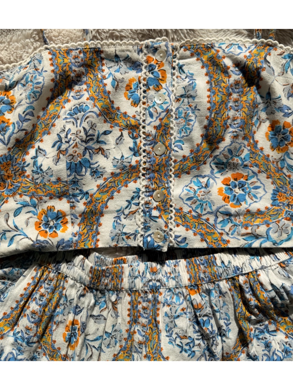 DRA Los Angeles 2 Piece Set with Blue & Orange Floral Print - Picture 6 of 8